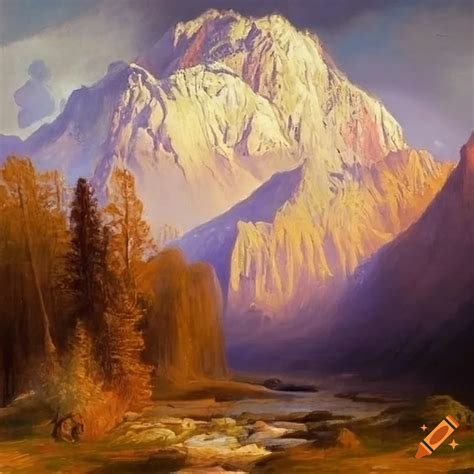 Among the sierra nevada mountains; albert bierstadt style