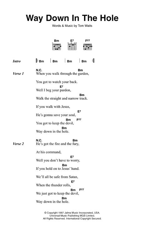 Way Down In The Hole by Tom Waits - Guitar Chords/Lyrics - Guitar Instructor