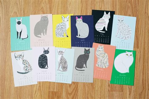 Illustrated Desktop Cat Calendar | Cat calendar, Desk calendar gift, Desk calendar wall