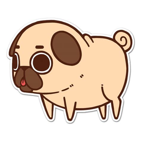 Puglie Pug Sticker | Pug cartoon, Cute pugs, Pug wallpaper