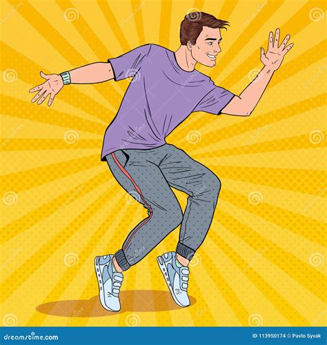 Pop Art Handsome Young Hip Hop Dancer. Joyful Guy Dancing Vector Illustration | CartoonDealer ...