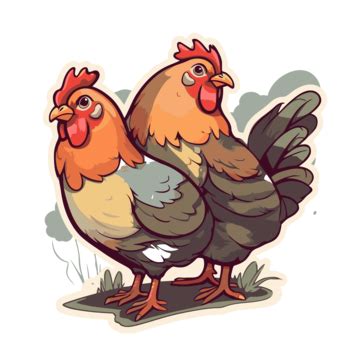 Hen Vector, Sticker Clipart Rooster In A Floral Background Cartoon, Sticker, Clipart PNG and ...