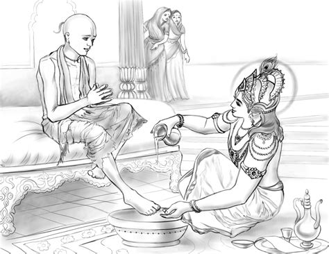 Sri Krishna Serving Sudama Brahmana - Ananda Art