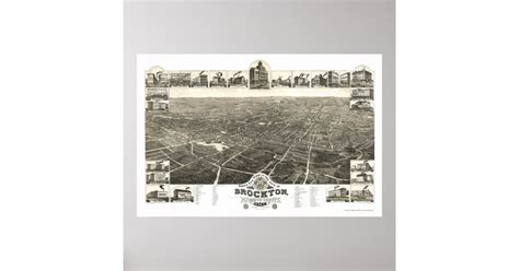 Brockton, MA Panoramic Map - 1882 Poster | Zazzle