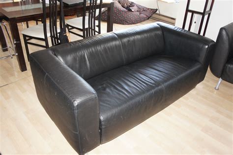 Ikea Klippan black leather 3-seat sofa / Canape Klippan d'… | Flickr