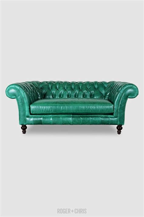 Green leather sofa, green tufted sofa in green leather. An American in Paris. Available… | Green ...