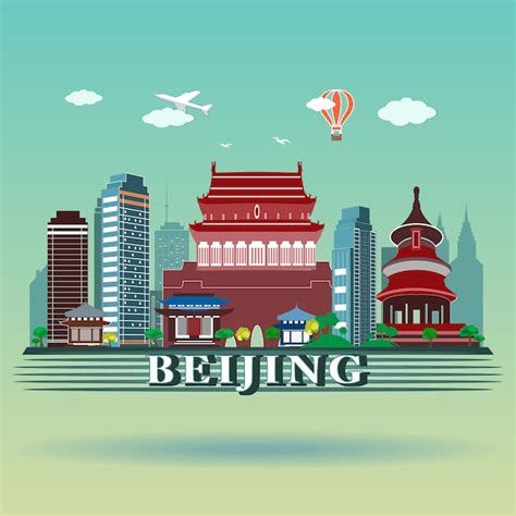 Premium Vector | Modern beijing city skyline design.