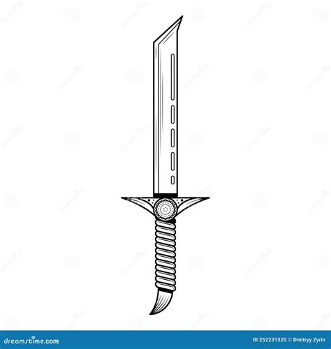 Abstract Black Simple Line Metal Sword Knife Dagger Blade Weapon Doodle Outline Element Vector ...