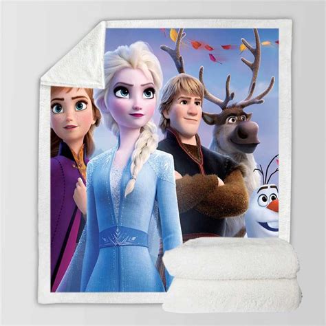 Anna Elsa Kristoff In Frozen 2 Disney Movie Sherpa Fleece Blanket