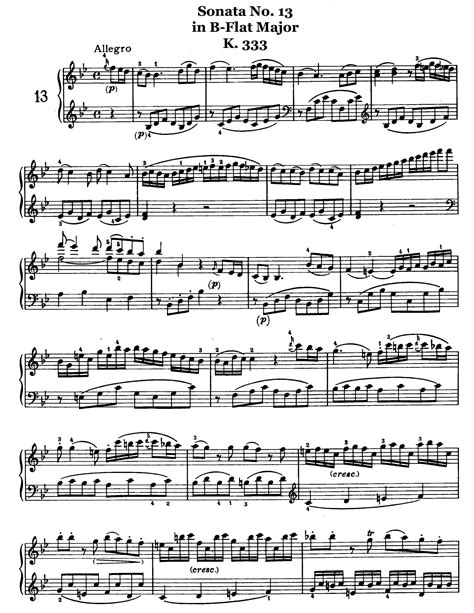 Piano Music Sheets Sonata No. 13 in B-flat Major K.333 Piano by ...