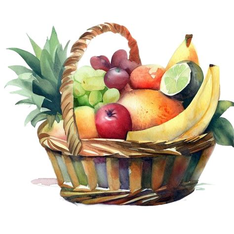 Premium AI Image | Fruit Basket Watercolor Clipart