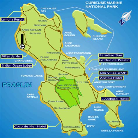 Map Of Praslin Island | Seychelles Direct