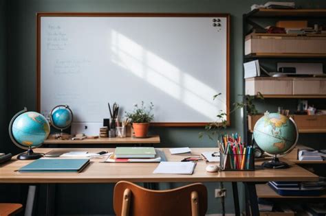 Premium Photo | A classroom desk holds organized stationery primed for ...