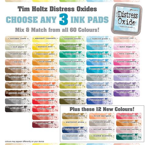 Printable Distress Oxide Color Chart - Printable Word Searches