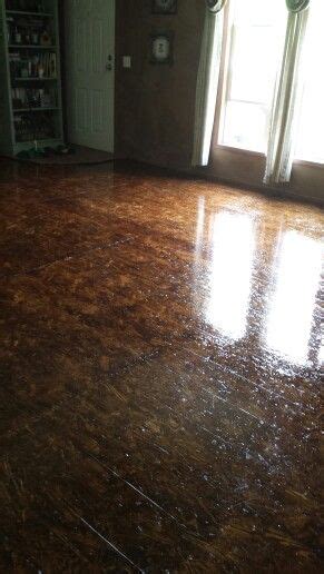 OSB stained floor with floor polyurethane | Stained plywood floors ...