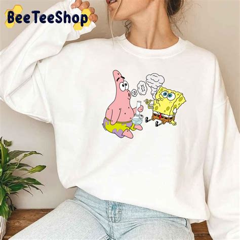 Spongebob And Patrick Smoking Weed Unisex Sweatshirt - Beeteeshop