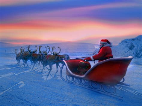 Santa Riding Sleigh Wallpaper | Free HD Santa Image