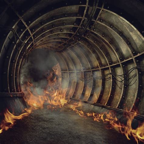 Fire In A Tunnel Stock Illustration - Image: 53533285