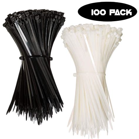 Nylon Zip Ties ( PACK OF 100) Cable Ties Strength Tie Wraps for Tying Cables, Wires ...