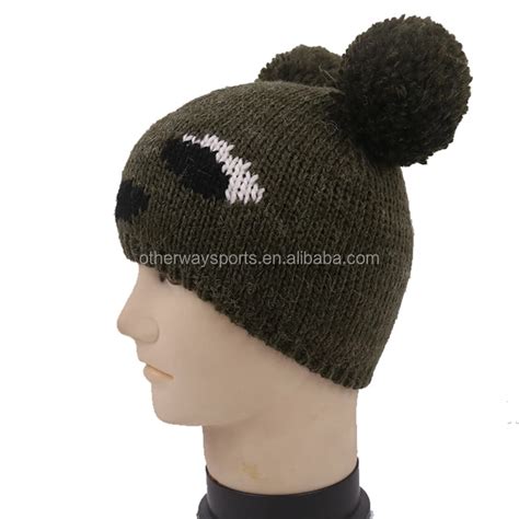 Children's Funny Knit Beanie Hats With Pom Pom - Buy Beanie Hats With ...