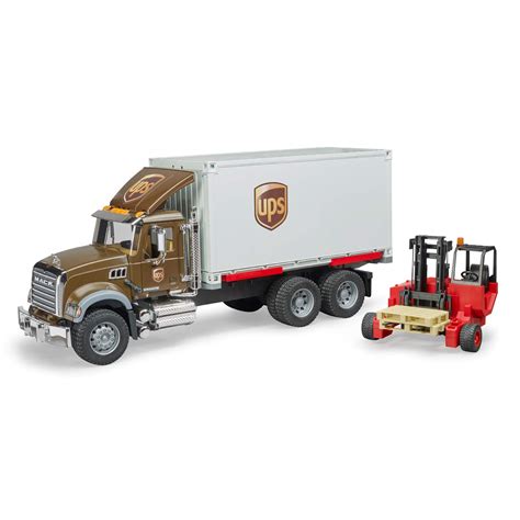 Buy Bruder Toys 02828 Mack Granite UPS Logistics Truck with Forklift Vehicles-Toy Online at ...