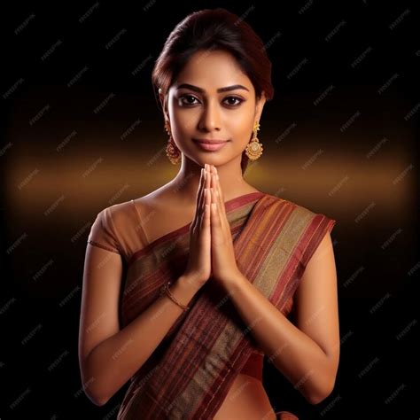 Premium Photo | Sri Lankan Young Woman Greeting Ayubowan Namaste Hand Gesture