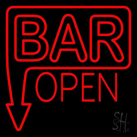 Bar Open With Arrow Red Neon Sign | Bar Open Neon Signs - Every Thing Neon