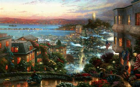 Thomas Kinkade "San Francisco Lombard Street" | Thomas kinkade art, Kinkade paintings, Thomas ...