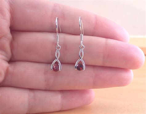 925 Garnet Earrings/Sterling Silver Garnet Earrings/Garnet Jewelry ...