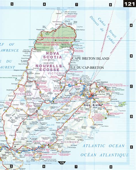 Map of Cape Breton Island, Canada, Nova Scotia. counties: Richmond ...