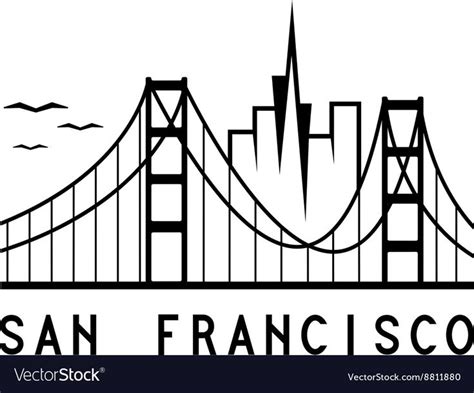 Skyline of San Francisco design template Vector Image , #spon, #Francisco, #San, #Skyline, # ...