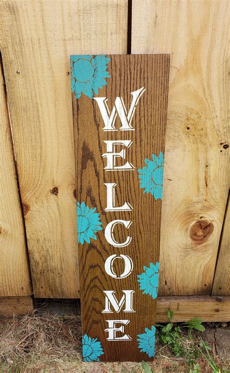 Welcome Sign Welcome Sunflower Sign Welcome Rustic Sign for - Etsy