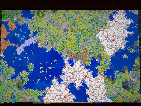 Taiga Bay preselected seed in BEDROCK. I expanded the map, also marked river ways in blue, red ...