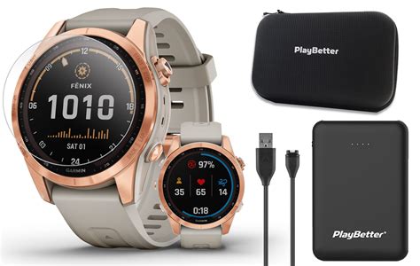 Buy Garmin Fenix 7S Solar (Rose Gold/Light Sand) Multisport GPS Smartwatch Power Bundle with ...