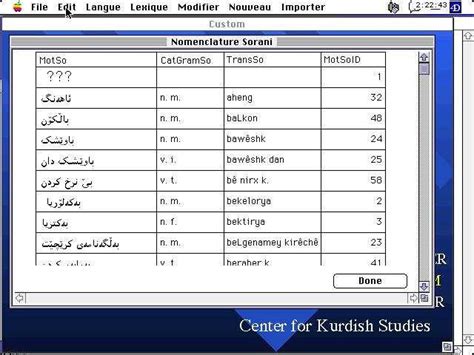 The beginning of the Sorani wordlist in a list layout Here, the Sorani ...