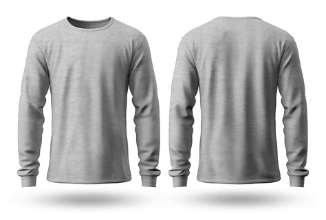 Gray long sleeve t-shirt mockup, with front and back view, isolated on ...