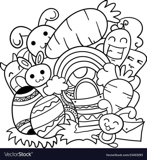 Doodle art of easter theme Royalty Free Vector Image