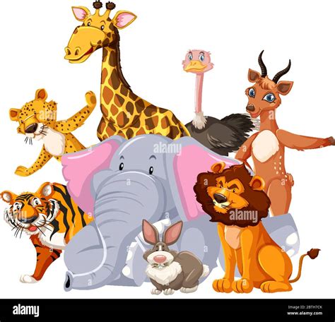 Group of wild animal cartoon character illustration Stock Vector Image & Art - Alamy