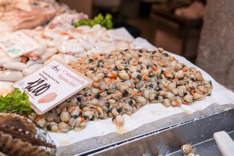 Seafood at the Venice Fish Market, Italy. Stock Image - Image of ...