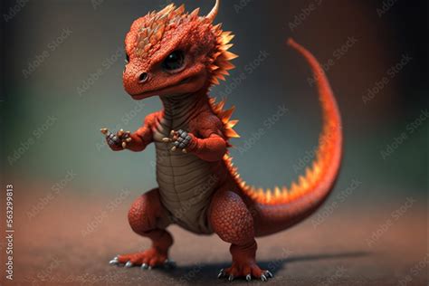 Cute fire dragon child, a baby dragon creature. Fantasy creature, a ...