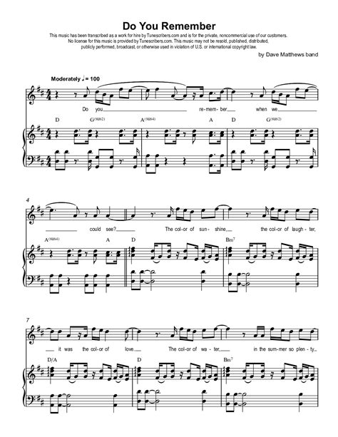 Tunescribers | Do You Remember | Sheet Music