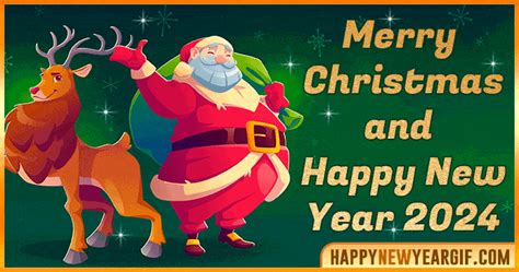 Merry Christmas and Happy New Year 2024 GIF Animated GIFs for holiday Wishes