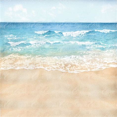 Watercolor Beach Background, Ocean Background, Watercolor Ocean, Beach, Sand, Water, Sky - Etsy