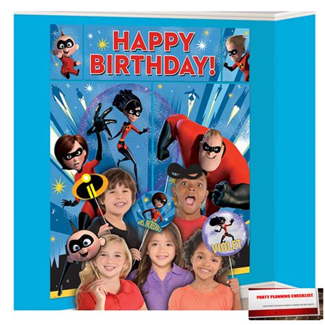 Buy Disney Incredibles 2 Scene Setter Backdrop With Photo Booth Props (Plus Party Planning ...