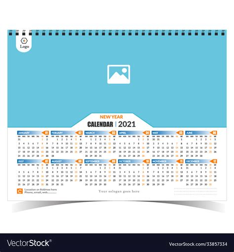 Wall calendar landscape 2021 Royalty Free Vector Image