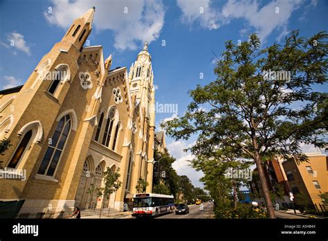 ILLINOIS Chicago Exterior of St Ignatius College Prep school on Roosevelt Road CTA public bus ...