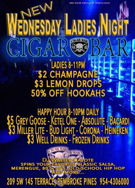 Menu at Cigar Bar, Pembroke Pines