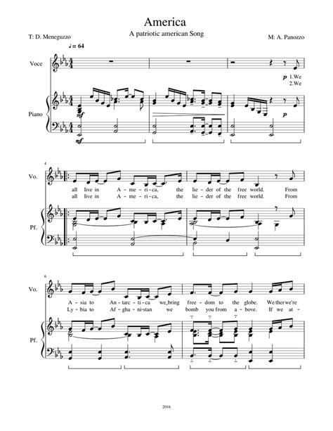 America Sheet music for Piano, Vocals (Mixed Duet) | Musescore.com