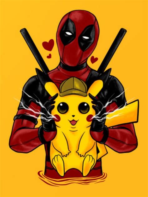 Detective Pikachu & Deadpool, Pokemon | Deadpool pikachu, Pikachu art ...