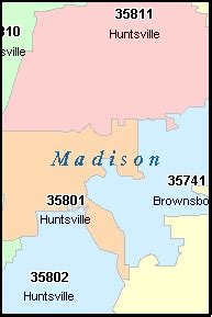 MADISON County, Alabama Digital ZIP Code Map